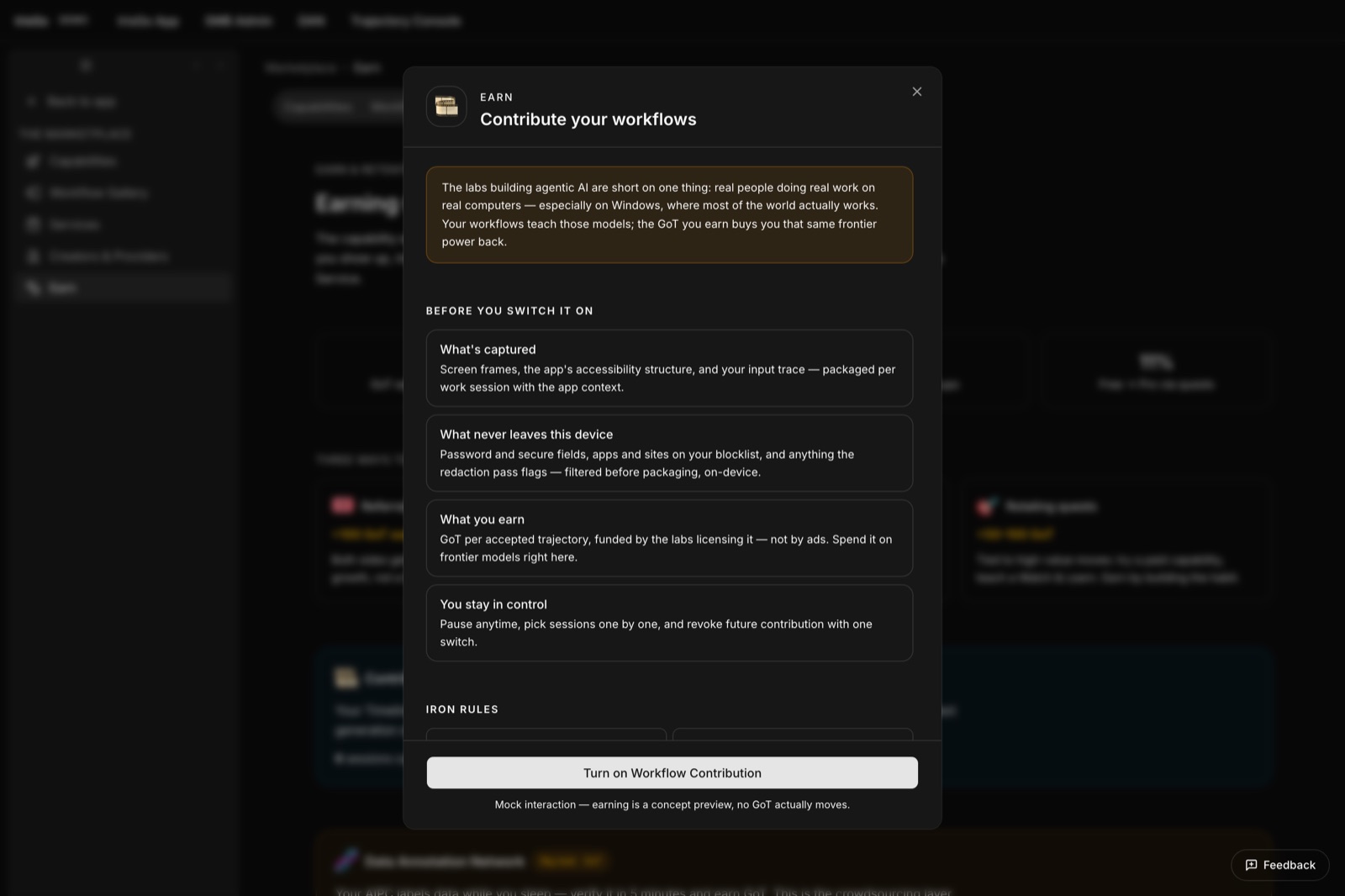 Workflow Contribution consent flow (product preview)